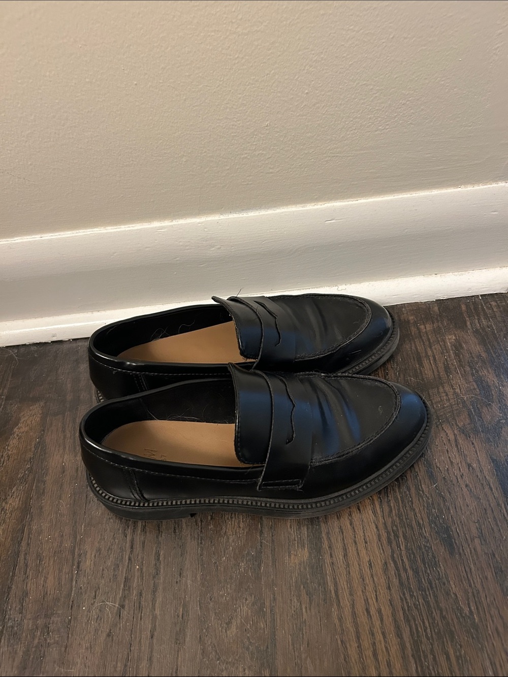 Chunky Black Leather Penny Loafers H&M